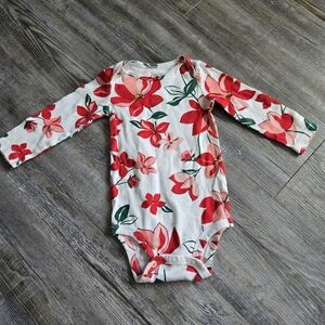 12M Girls Floral Long Sleeve Baby Onesie